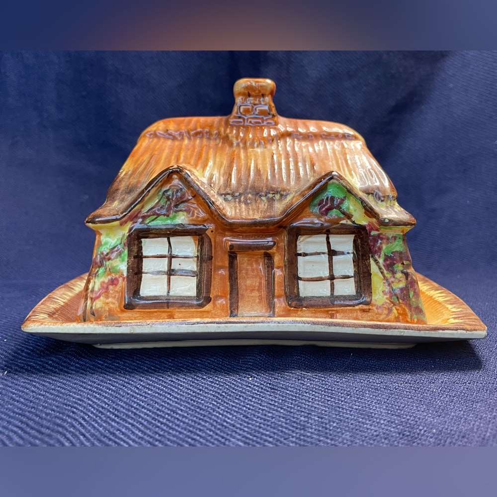 Vintage Price Kensington Ye Olde Cottage Covered Butter/Cheese Dish Cottage Ware